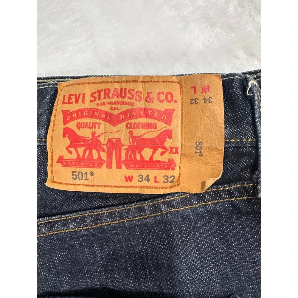 Levi's 501 Original Fit Jeans 34x32 Dark Wash Button Fly Straight Leg Mens